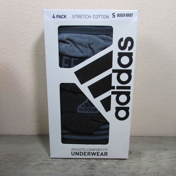 *Various Colors* NEW Adidas Men's Small Stretch Cotton Boxer Briefs 4 Pack - Picture 2 of 9
